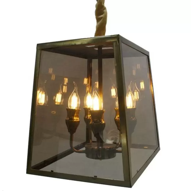 لوستر مدرن پنج شعله شیشه خور