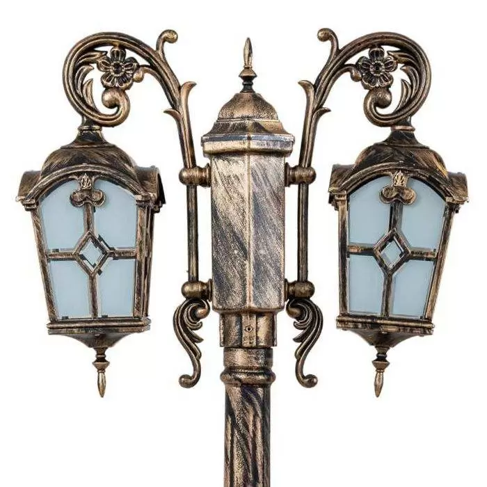 چراغ حیاطی پارکی دوشاخه پلاستیکی کلبه لوزی( پلی کربنات اصلی 3 سال ضمانت )