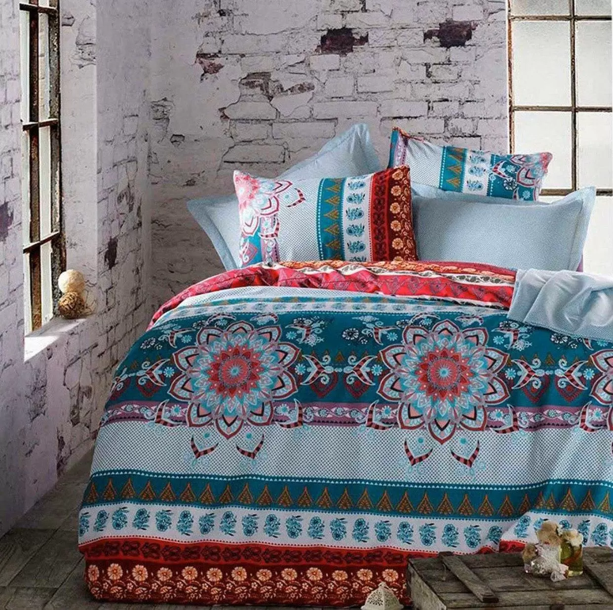 کاورست پلی کتان 2 نفره 4تیکه