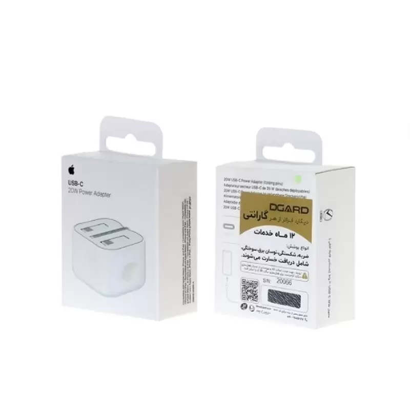کلگی اورجینال اپل 20 وات آیفون 12 تایپسی مدل B/A سری3 پین Apple 20W 3pin