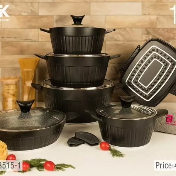 سرویس قابلمه 15 پارچه مشکی گرانیت vk713515-6 بوک BVK کد:020077