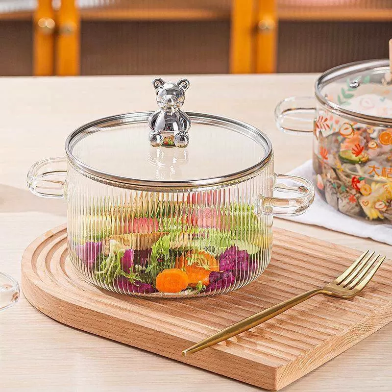 قابلمه پیرکس درب خرسی نقره ای