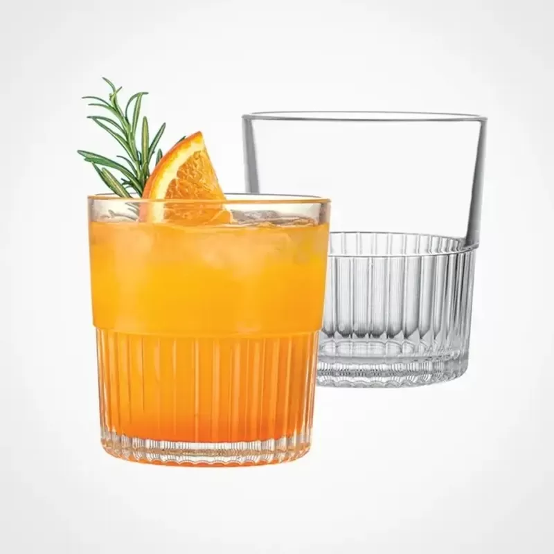 لیوان لیمون مدل شیشه ای شیاردار کد 2445